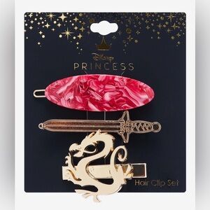 NWT Neon Tuesday Disney Mulan Dragon Hair Clip Set